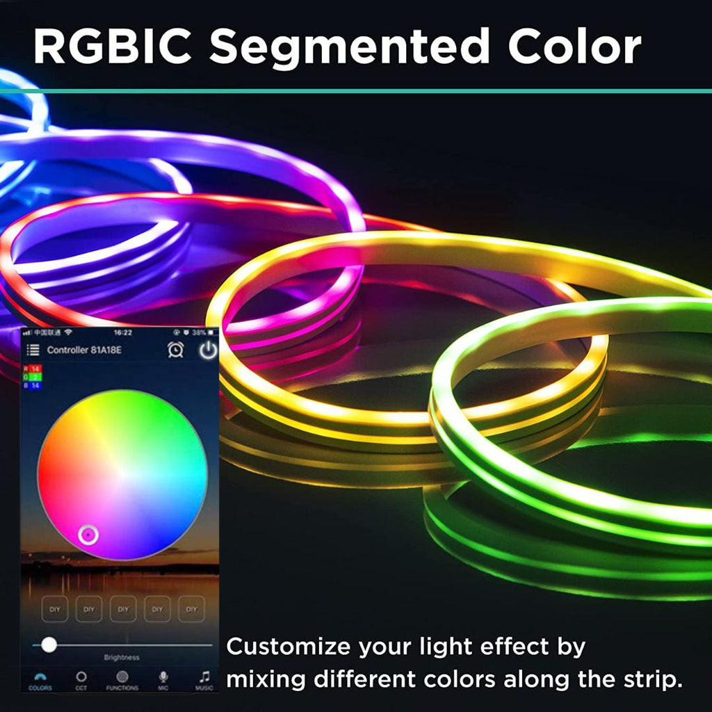 Glow Pro RGBIC Smart Neon Flex Strip - Music Sync LED Light Strip