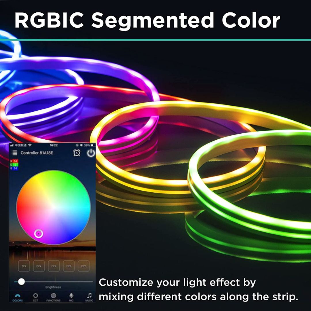 Glow Pro RGBIC Smart Neon Flex Strip - Music Sync LED Light Strip